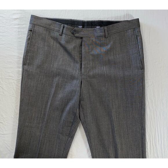 Nordstrom Men's Shop Flat Front Wool Dress Pants, Slacks. Gray Sharkskin, 36X30. - Picture 5 of 9